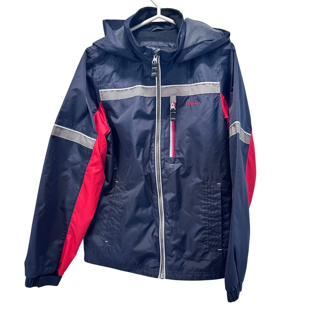 FOG‎ by London Fog Kids Navy Red Hooded Windbreaker Jacket Size 12